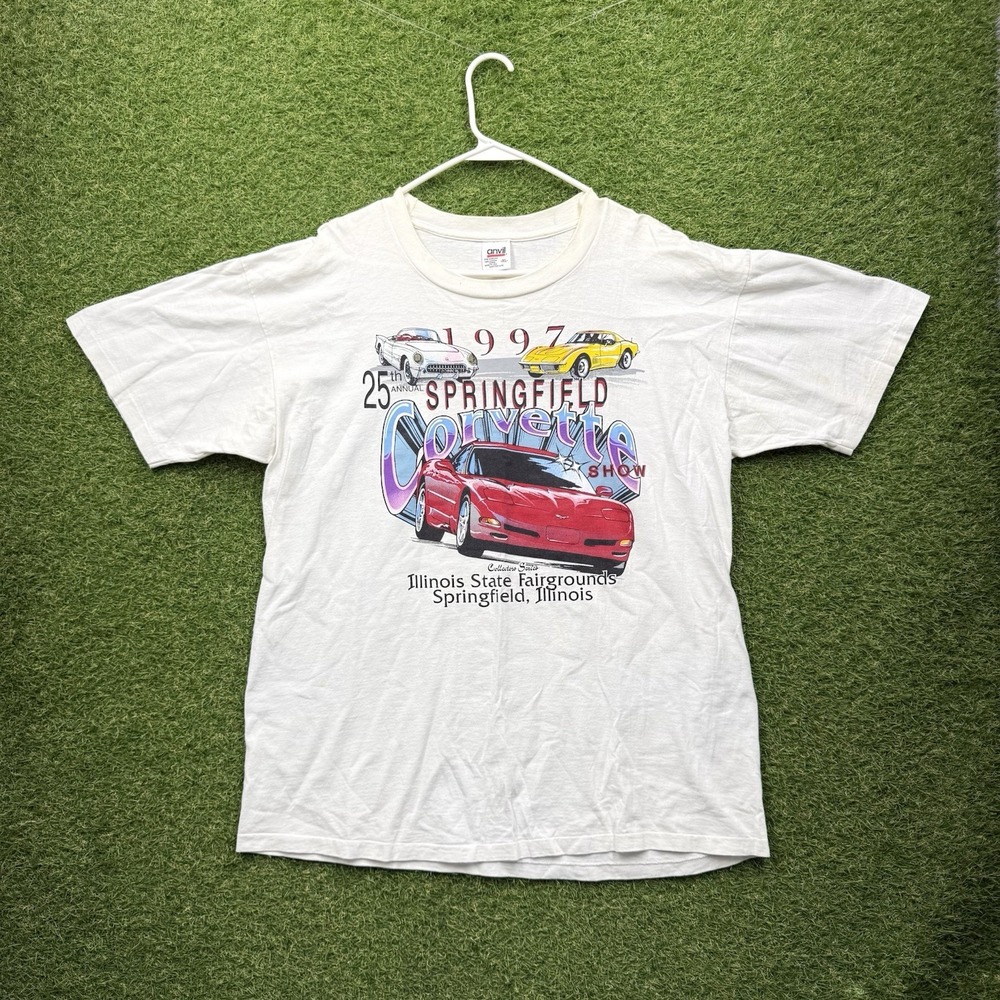 Vintage Corvette Shirt Mens XL 1992 Single Stitch Cars Chevy 1956 USA Andys Tees